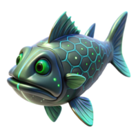 vibrant creative 3D Render of Futuristic Fish with Hexagon Pattern authentic png