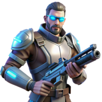 serene rustic Futuristic Soldier 3D Render authentic png
