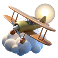 magnificent abstract 3D Render Biplane Soaring Above Clouds professional png