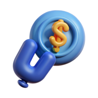vibrant minimalist 3D Render Dollar Sign in a Blue Coin authentic png