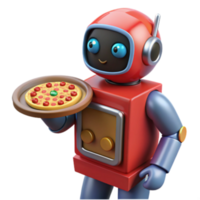 wonderful rustic Robot Serving Pizza A Fun 3D Render high quality png