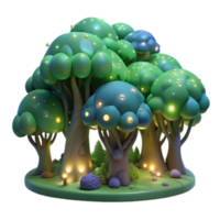 serene abstract Enchanted Glowing Forest 3D Render of Fantasy Trees high resolution png