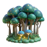 magnificent vintage Enchanted Mushroom Forest 3D Render of Fantasy Trees exclusive png