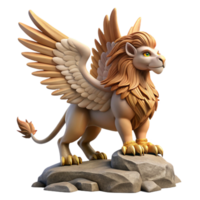 serene minimalist 3D Griffin Model Render, Fantasy Creature high quality png