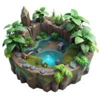 impressive minimalist Enchanted Oasis Tropical Island with Pond detailed png