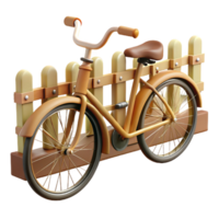 elegant rustic 3D Render of a Vintage Bicycle by a Fence genuine png