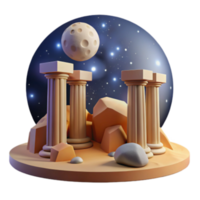 elegant traditional Night Sky Columns 3D Render of Ancient Architecture Under the Moon detailed png