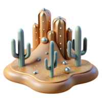 impressive modern Desert Oasis 3D Render of Cactus Landscape high resolution png