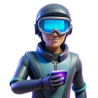 stunning rustic 3D Render Cartoon Skier Using Phone high resolution png