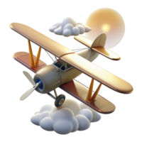 elegant rustic Vintage Biplane 3D Render high resolution png
