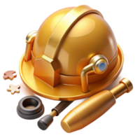 elegant creative Golden Hard Hat, Pickaxe, and Nuggets Mining Game high quality png