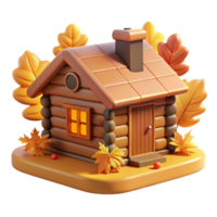 extraordinary modern Autumn Log Cabin 3D Render high resolution png
