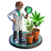 vibrant minimalist Scientist Examining Plants with Magnifying Glass 4K png