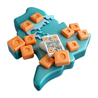 vibrant rustic Global Data Tracking QR Code and Cubes Visualization professional png