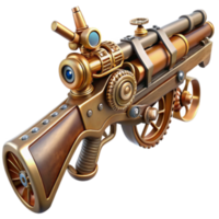 wonderful classic Steampunk Gadget Ornate Gear-Driven Brass Weapon exclusive png