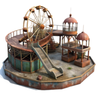 stunning rustic Rustic Amusement Park 3D Model authentic png