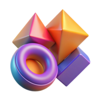vibrant minimalist 3D Abstract Geometric Shapes Background authentic png