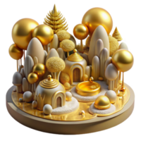 extraordinary rustic Golden Landscape 3D Render of Abstract Architectural Scene exclusive png