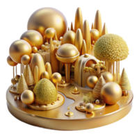 magnificent rustic Golden Landscape Abstract 3D Render of Geometric Shapes authentic png