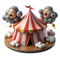 serene vintage Circus Tent with Laughing Clouds 3D Render high quality png