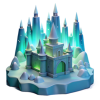 dramatic modern Enchanted Ice Castle 3D Render high quality png