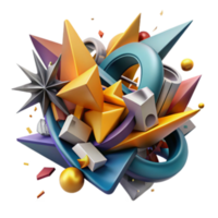 serene artistic Abstract 3D Geometric Shapes Colorful, Dynamic Composition exclusive png