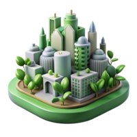 serene artistic Eco Friendly Cityscape 3D Illustration high resolution png