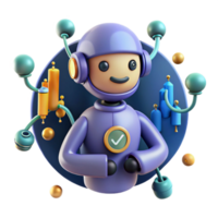 elegant traditional 3D Robot Data Analysis Automation 4K png