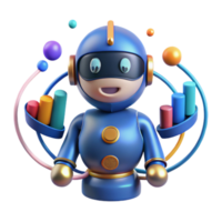 vibrant modern Friendly Robot Data Analyst Visualizing Business Insights 4K png