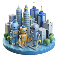 impressive modern 3D Render Cityscape with Robots professional png