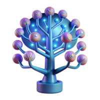 beautiful modern Luminous Abstract Tree 3D Render of Illuminated Bio-Organic Structure high quality png