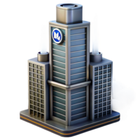 extraordinary minimalist 3D Model of Futuristic Office Building high resolution png