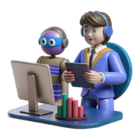 beautiful modern AI Collaboration Human-Robot Teamwork for Data Analysis original png