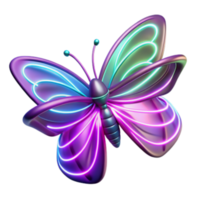 extraordinary minimalist Neon Butterfly 3D Render of Glowing Insect high quality png