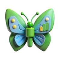 beautiful classic Growth Chart Butterfly 3D Render of Progress high resolution png