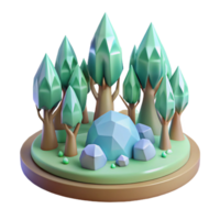 impressive rustic Low Poly Forest 3D Render high resolution png