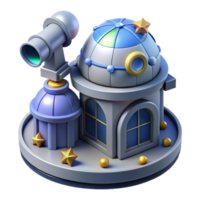 vibrant abstract 3D Cartoon Observatory Illustration 4K png