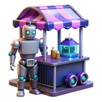 wonderful abstract 3D Render Robot at Stand premium png