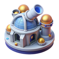 dramatic classic 3D Render Cartoon Observatory authentic png
