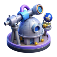 serene rustic 3D Cartoon Observatory Illustration detailed png