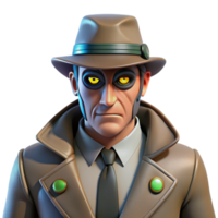 elegant classic 3D Render Mysterious Detective high resolution png