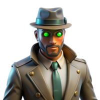 elegant abstract 3D Render Mysterious Detective Glowing Eyes authentic png