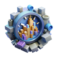 magnificent rustic Abstract 3D Cityscape Data Visualization in Time premium png