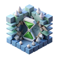 impressive rustic Abstract 3D Cube with Hourglass and Geometric Shapes original png