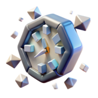beautiful creative Abstract Hexagonal Clock with Exploding Cubes detailed png