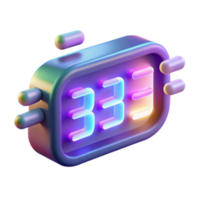 dramatic modern Neon Digital Clock 3D Render of Colorful Time Display premium png