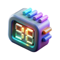 impressive creative Digital Clock Colorful 3D Render, Time Display, Neon Lights, Retro Design, Gadget, Modern Clock, Illuminated Display, Aesthetic Clock, Timepiece, Digital Time original png