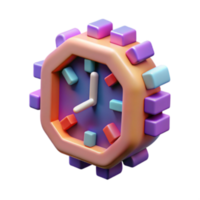 vibrant modern Colorful 3D Clock Design Time, Cubes, Gradient, Octagon detailed png