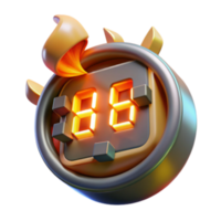 impressive classic Digital Timer with Flame Design 3D Render detailed png