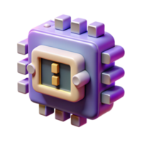 beautiful artistic Digital Chip 3D Render of Microprocessor premium png